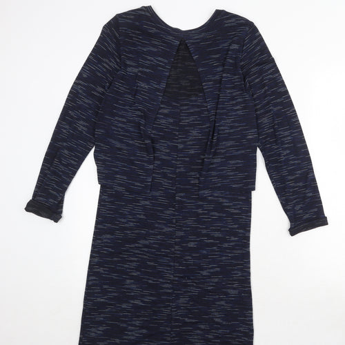 Topshop Womens Blue Geometric Viscose A-Line Size 6 Round Neck Pullover