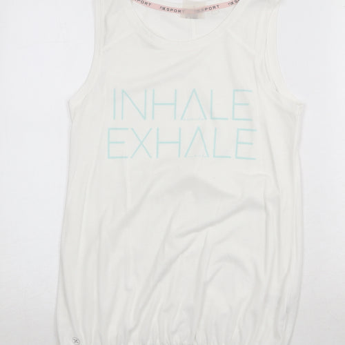 NEXT Womens White Polyester Basic Tank Size 8 Round Neck - Inhale Exhale