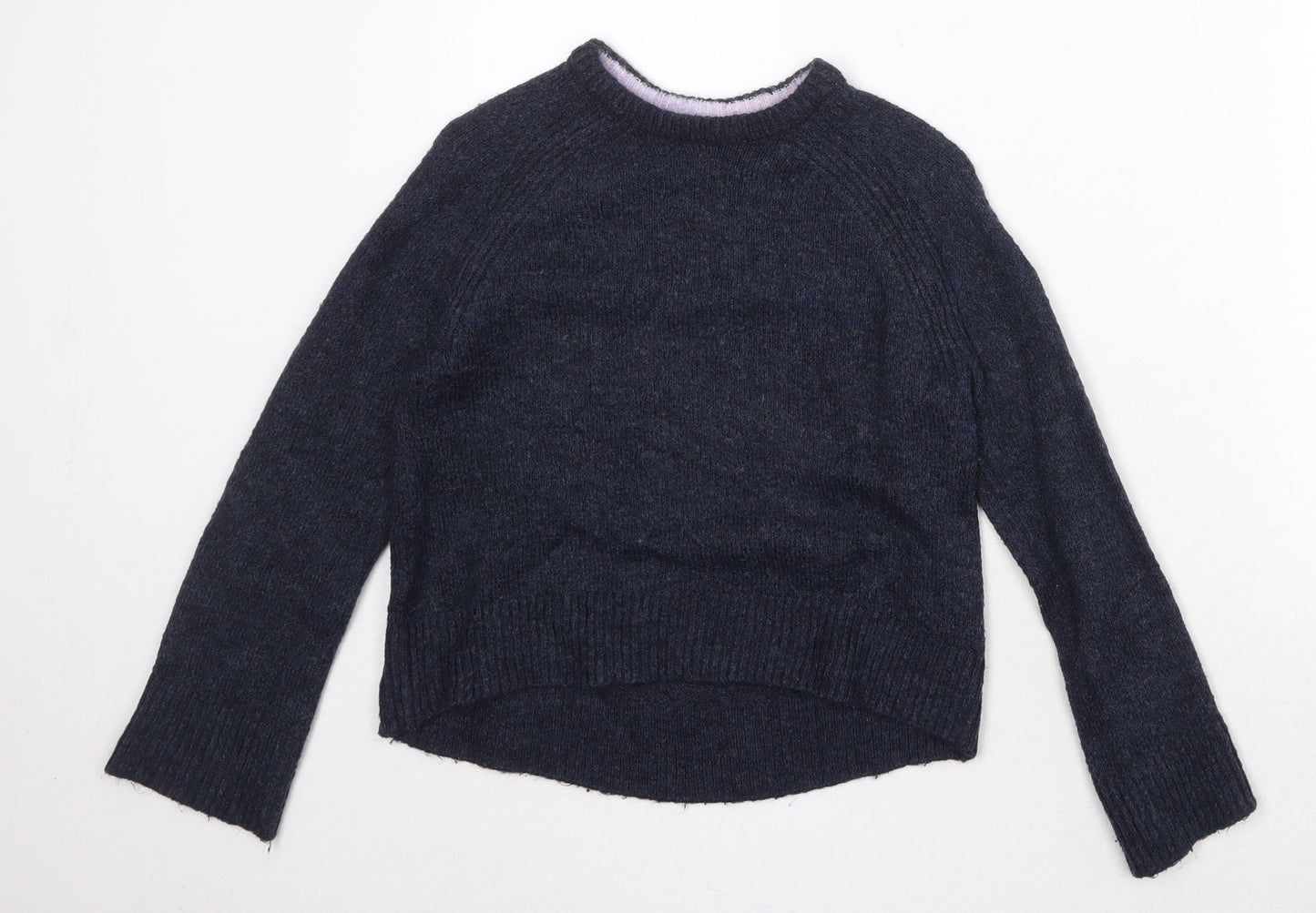 H&M Girls Blue Round Neck Acrylic Pullover Jumper Size 8-9 Years Pullover