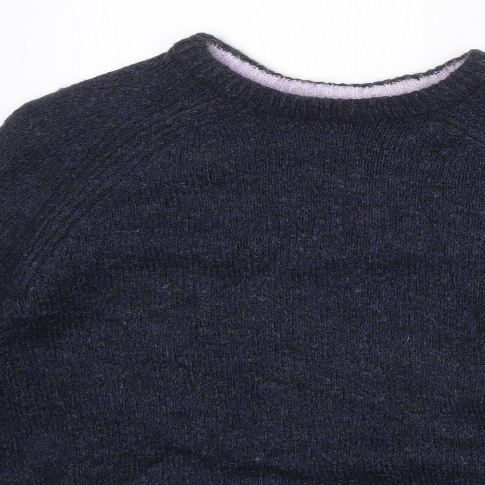 H&M Girls Blue Round Neck Acrylic Pullover Jumper Size 8-9 Years Pullover