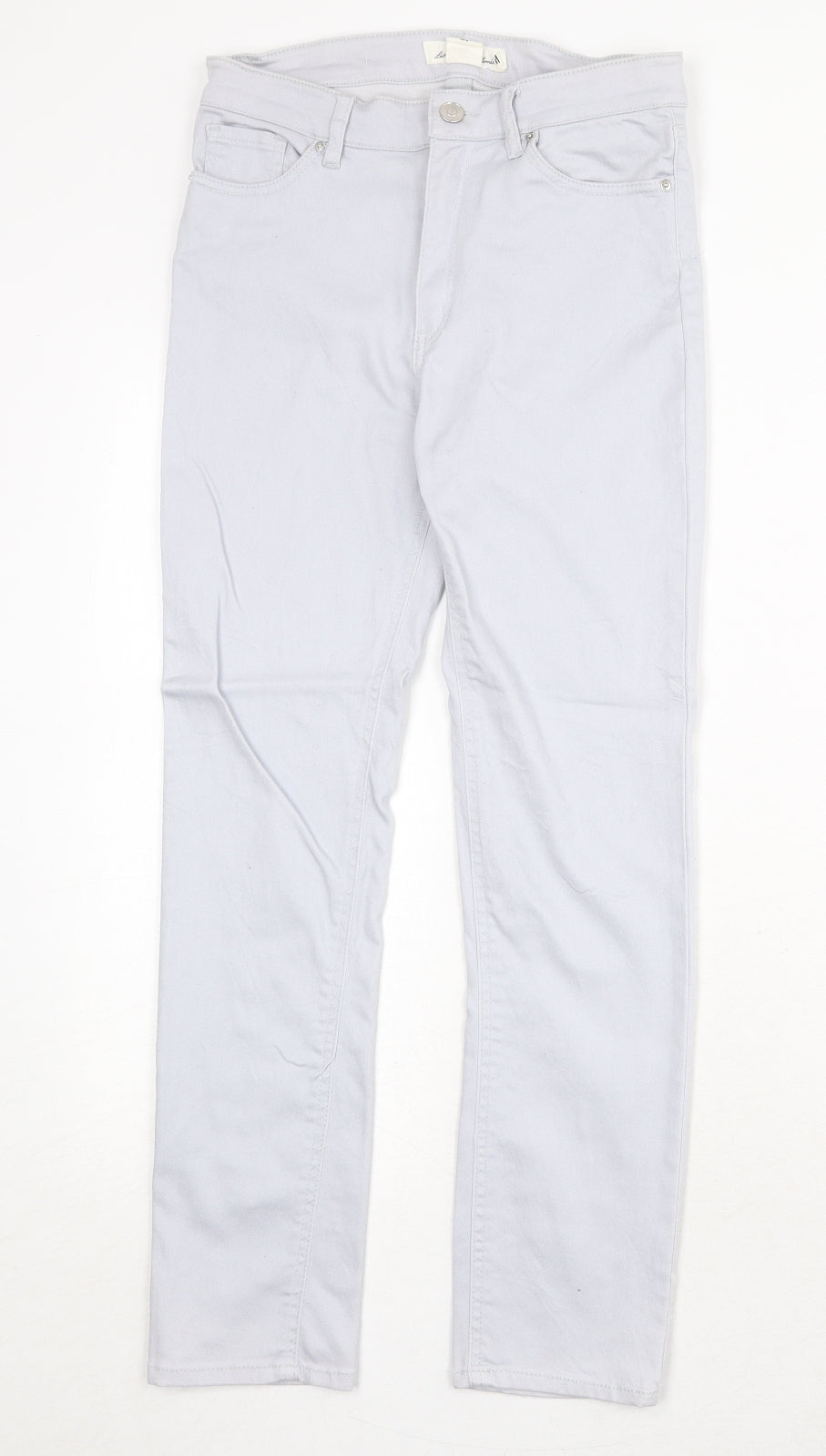 H&M Womens Grey Cotton Straight Jeans Size 12 Regular Zip