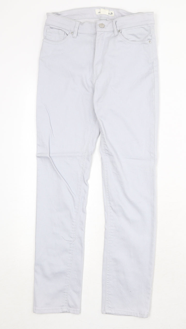 H&M Womens Grey Cotton Straight Jeans Size 12 Regular Zip