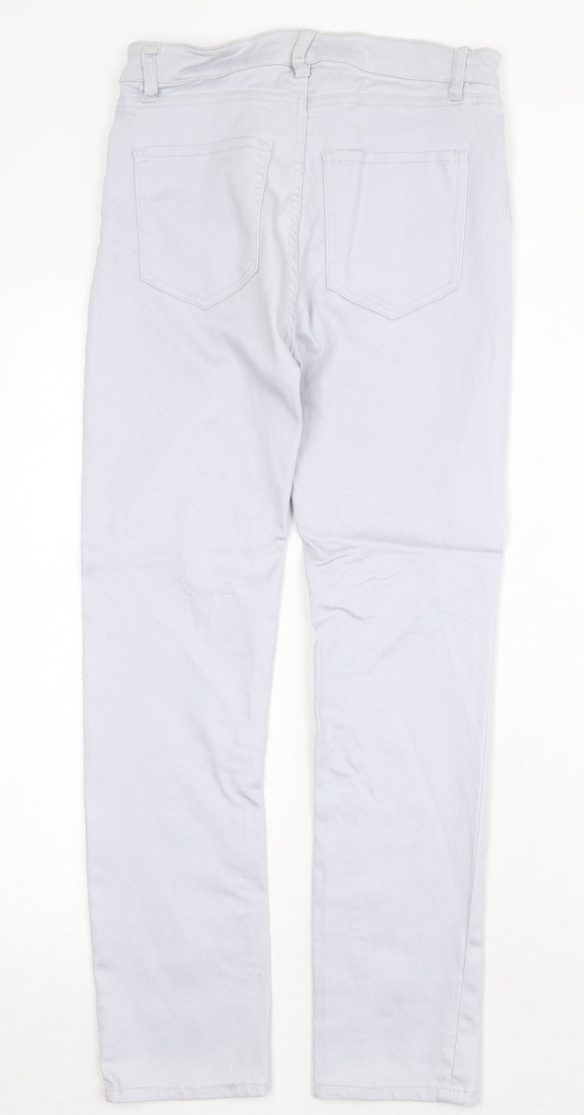 H&M Womens Grey Cotton Straight Jeans Size 12 Regular Zip