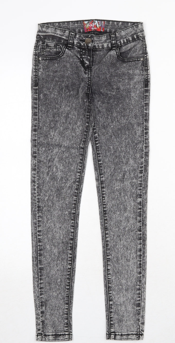 Sophie Girls Grey Cotton Skinny Jeans Size 10-11 Years Regular Zip