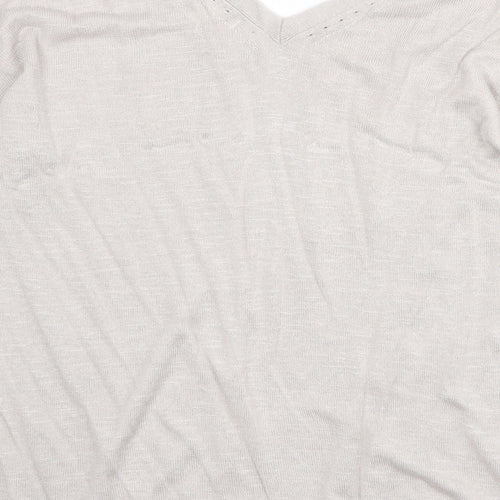 Monsoon Womens Beige V-Neck Acrylic Pullover Jumper Size S