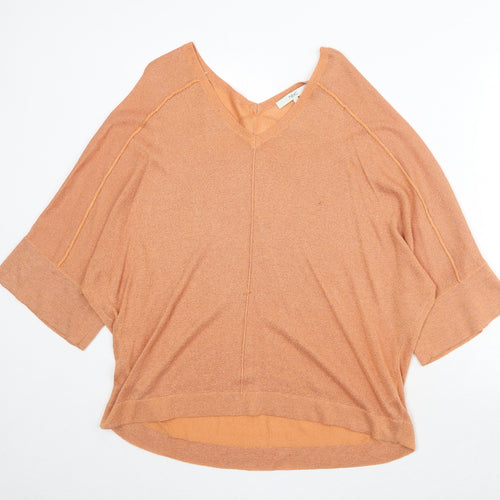 NEXT Womens Orange V-Neck Viscose Pullover Jumper Size S