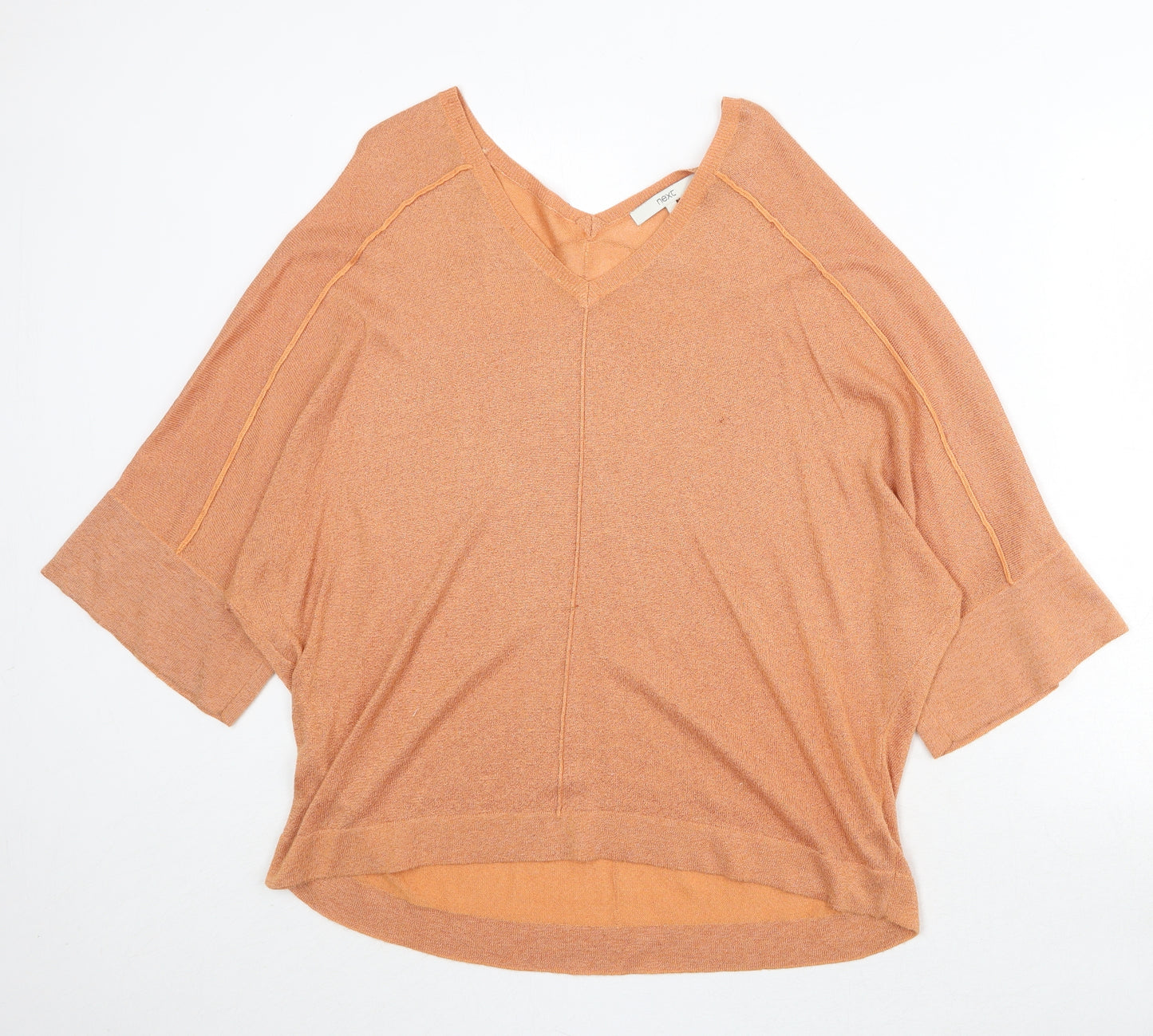 NEXT Womens Orange V-Neck Viscose Pullover Jumper Size S