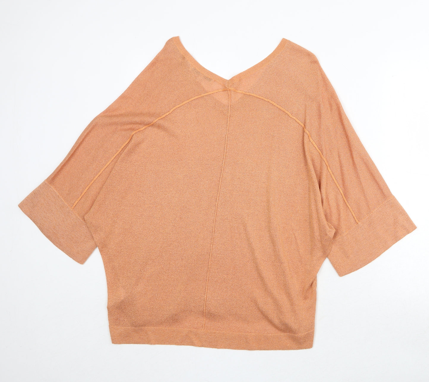 NEXT Womens Orange V-Neck Viscose Pullover Jumper Size S