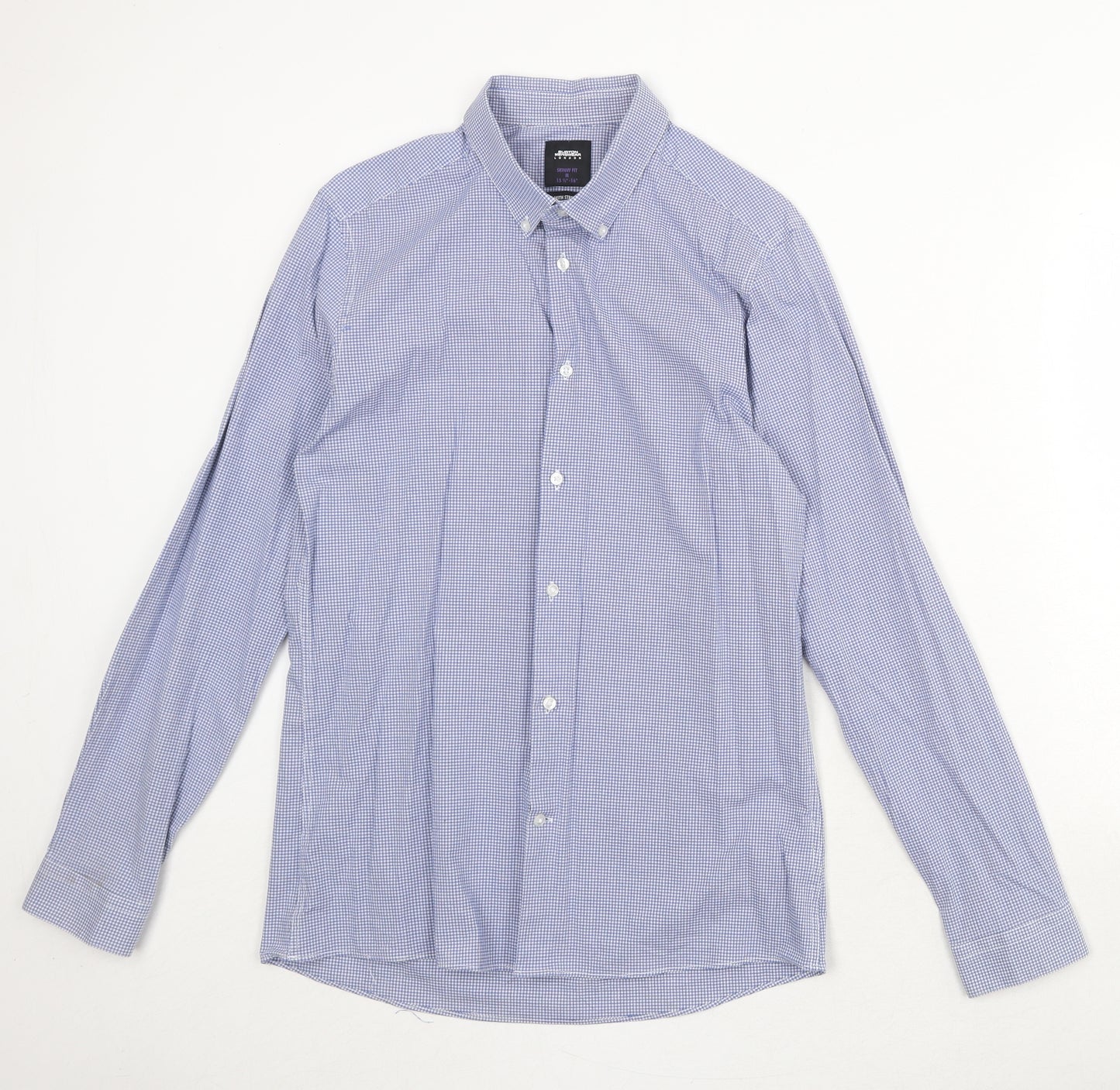Burton Mens Blue Check Cotton Button-Up Size M Collared Button
