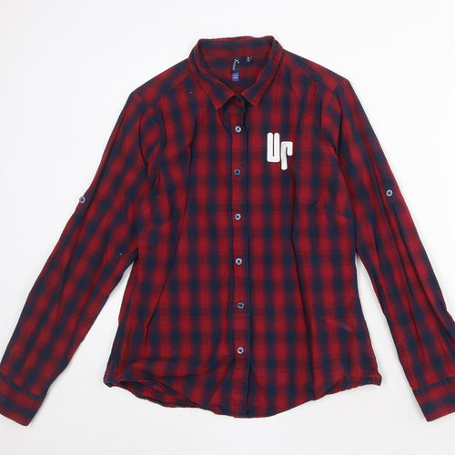 Premier Boys Red Polka Dot 100% Cotton Pullover Button-Up Size M Collared Button