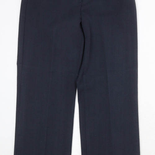 BHS Womens Blue Polyester Dress Pants Trousers Size 8 Regular Zip