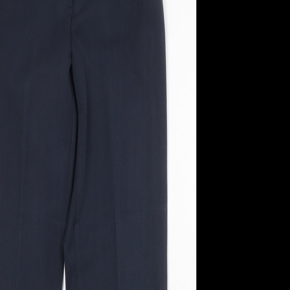 BHS Womens Blue Polyester Dress Pants Trousers Size 8 Regular Zip