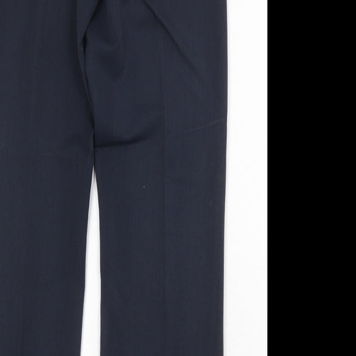 BHS Womens Blue Polyester Dress Pants Trousers Size 8 Regular Zip