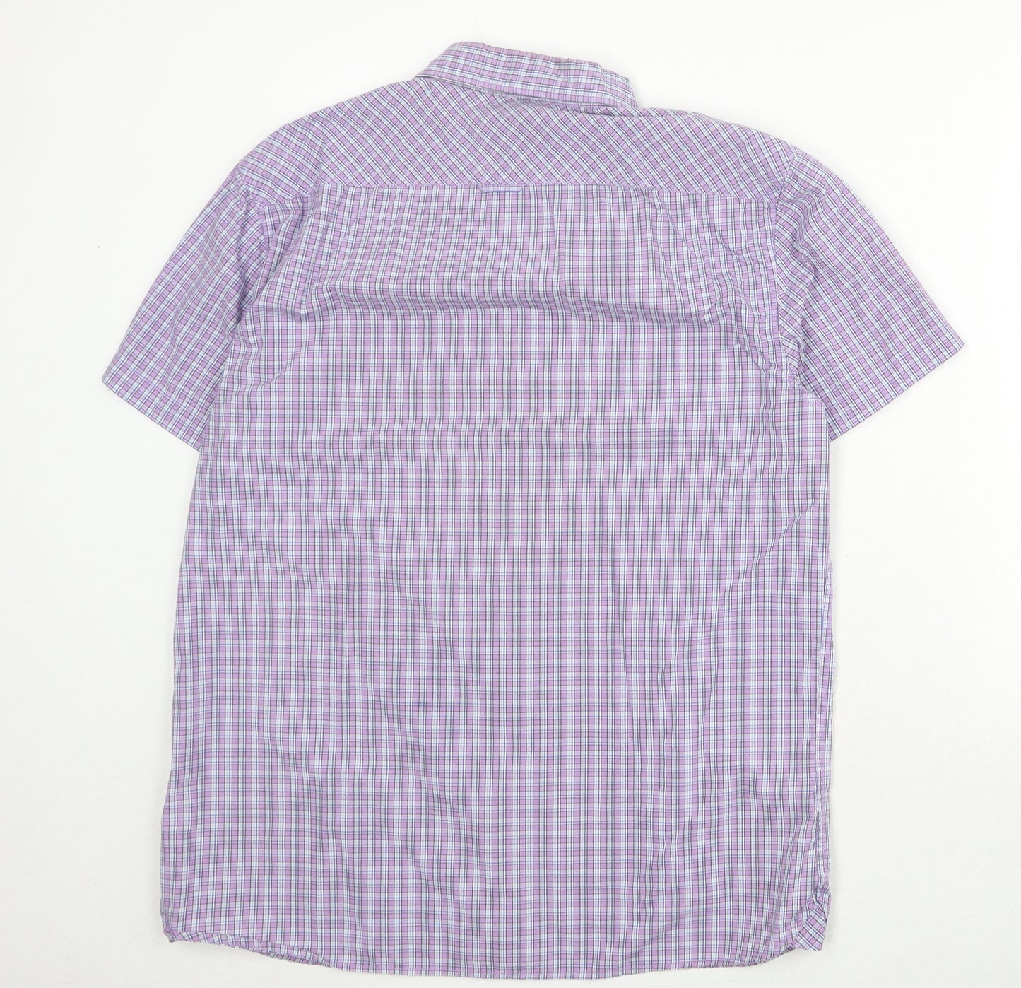 Criminal Mens Purple Plaid Cotton Button-Up Size L Collared Button