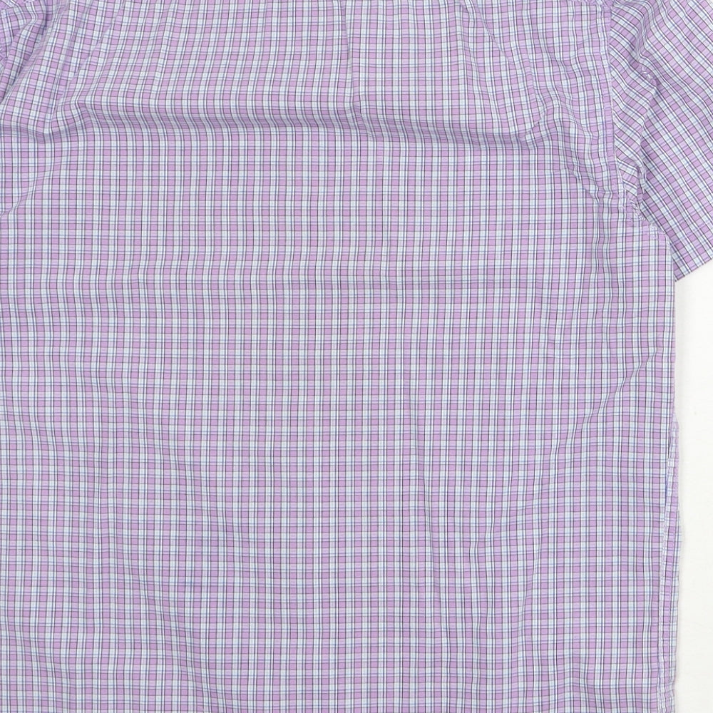 Criminal Mens Purple Plaid Cotton Button-Up Size L Collared Button