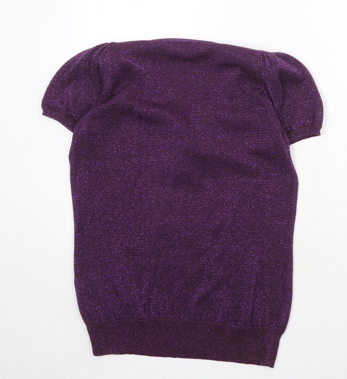 River Island Womens Purple Geometric Acrylic Basic Blouse Size 10 Round Neck
