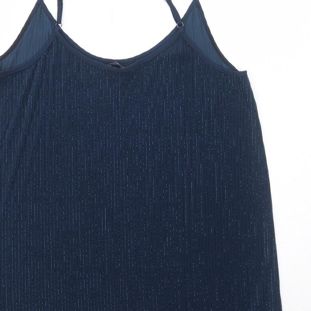 NEXT Womens Blue Striped Polyester Camisole Tank Size 12 Scoop Neck