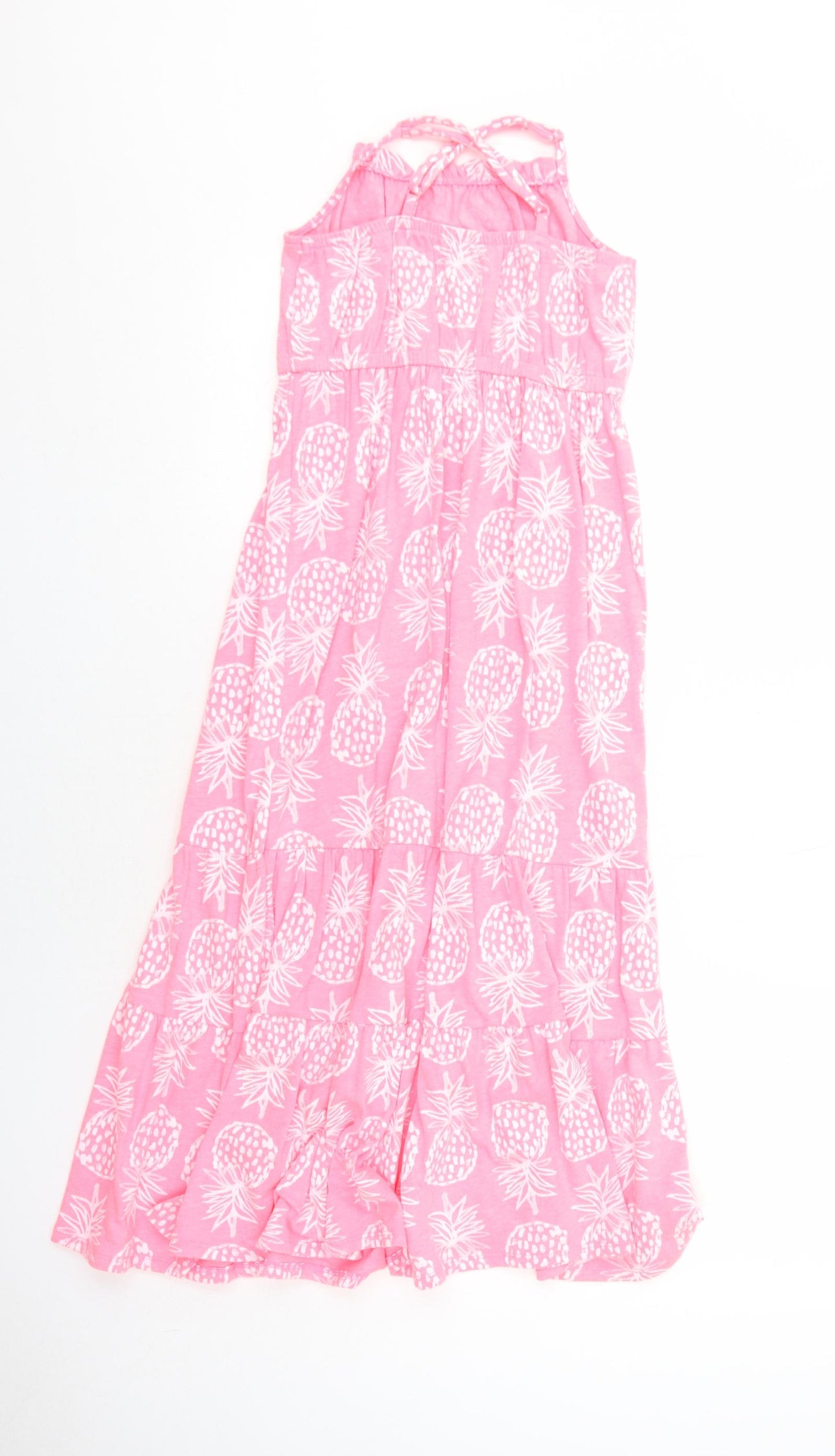 Cat&Jack Girls Pink Geometric Cotton Maxi Size 7-8 Years Square Neck Pullover - Pineapple Print