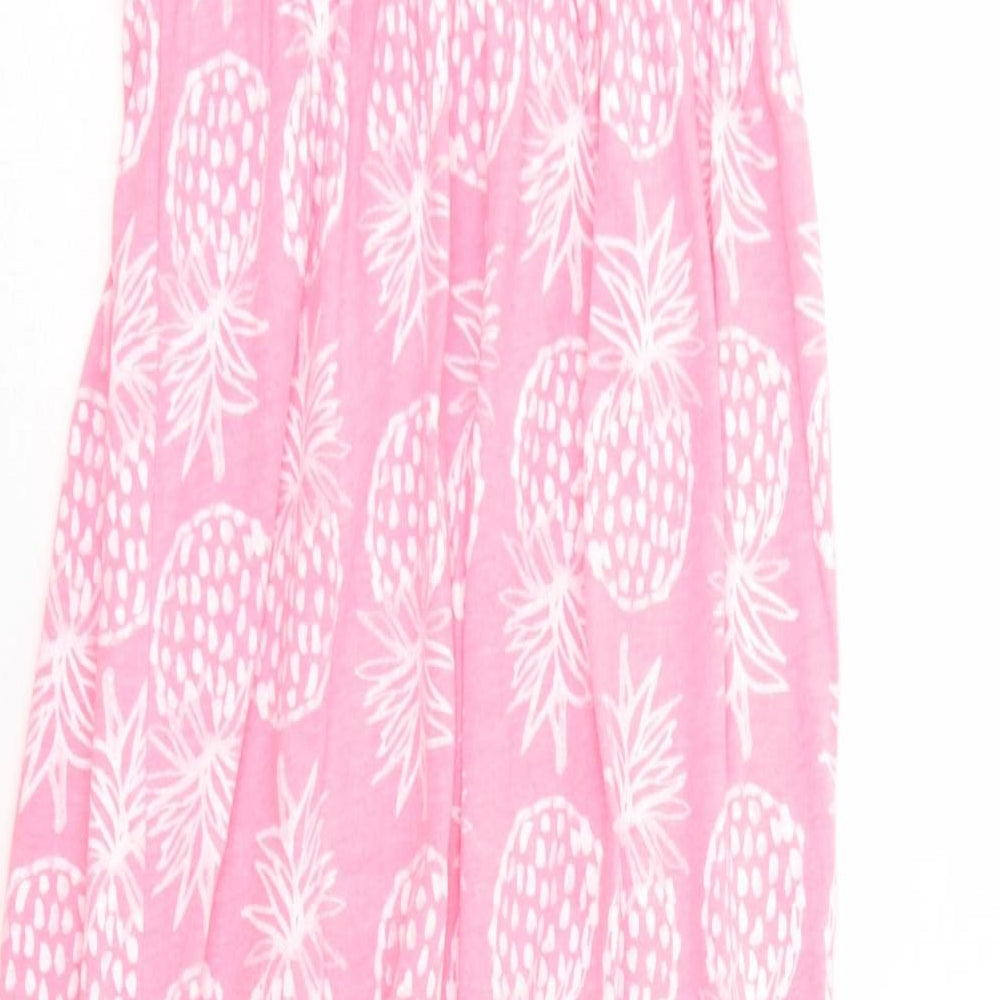 Cat&Jack Girls Pink Geometric Cotton Maxi Size 7-8 Years Square Neck Pullover - Pineapple Print