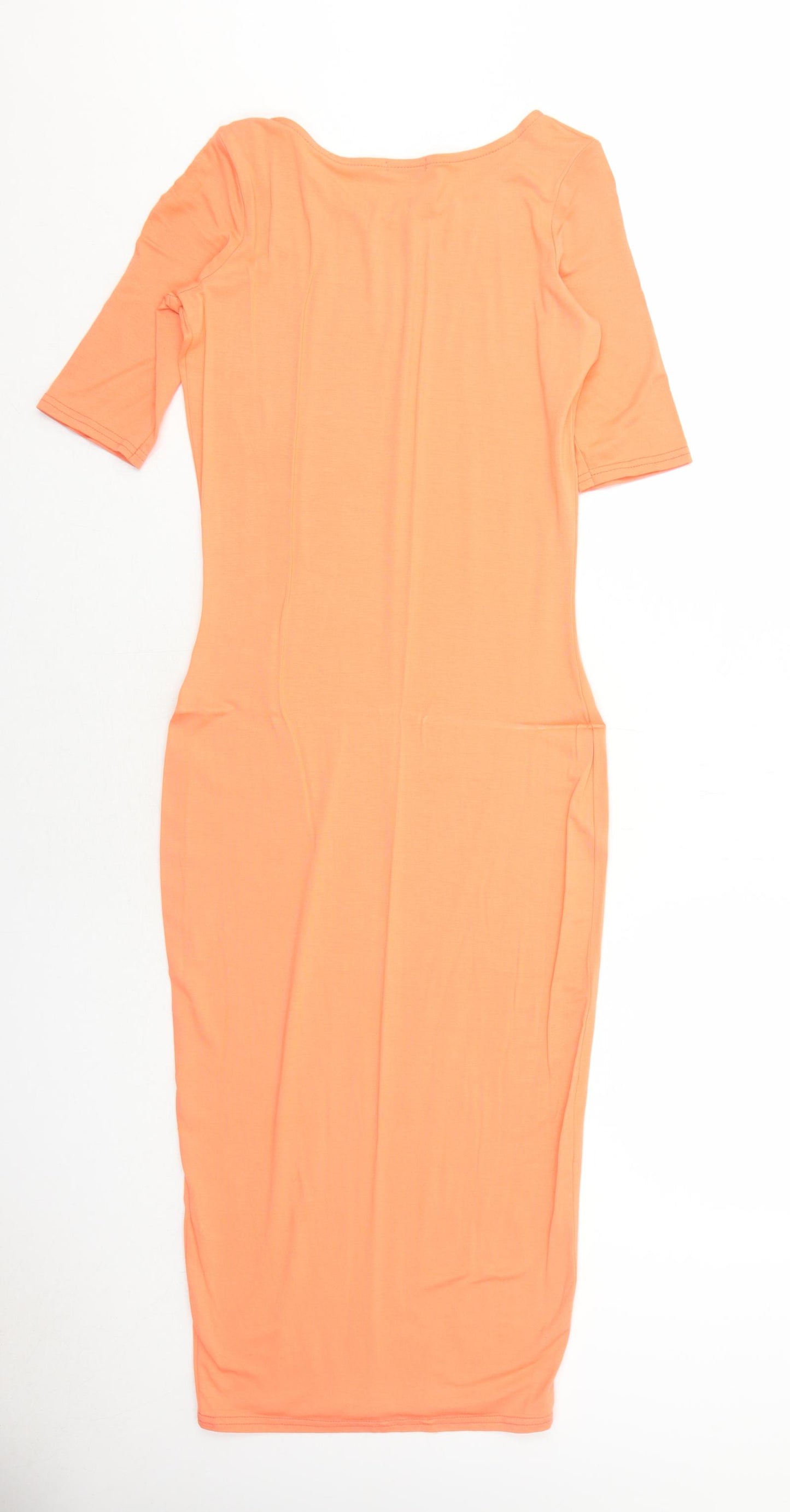 River Island Womens Orange Viscose Bodycon Size 10 Round Neck Pullover
