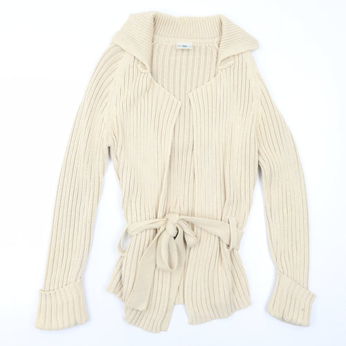 New Look Womens Beige Collared Cotton Pullover Jumper Size 14