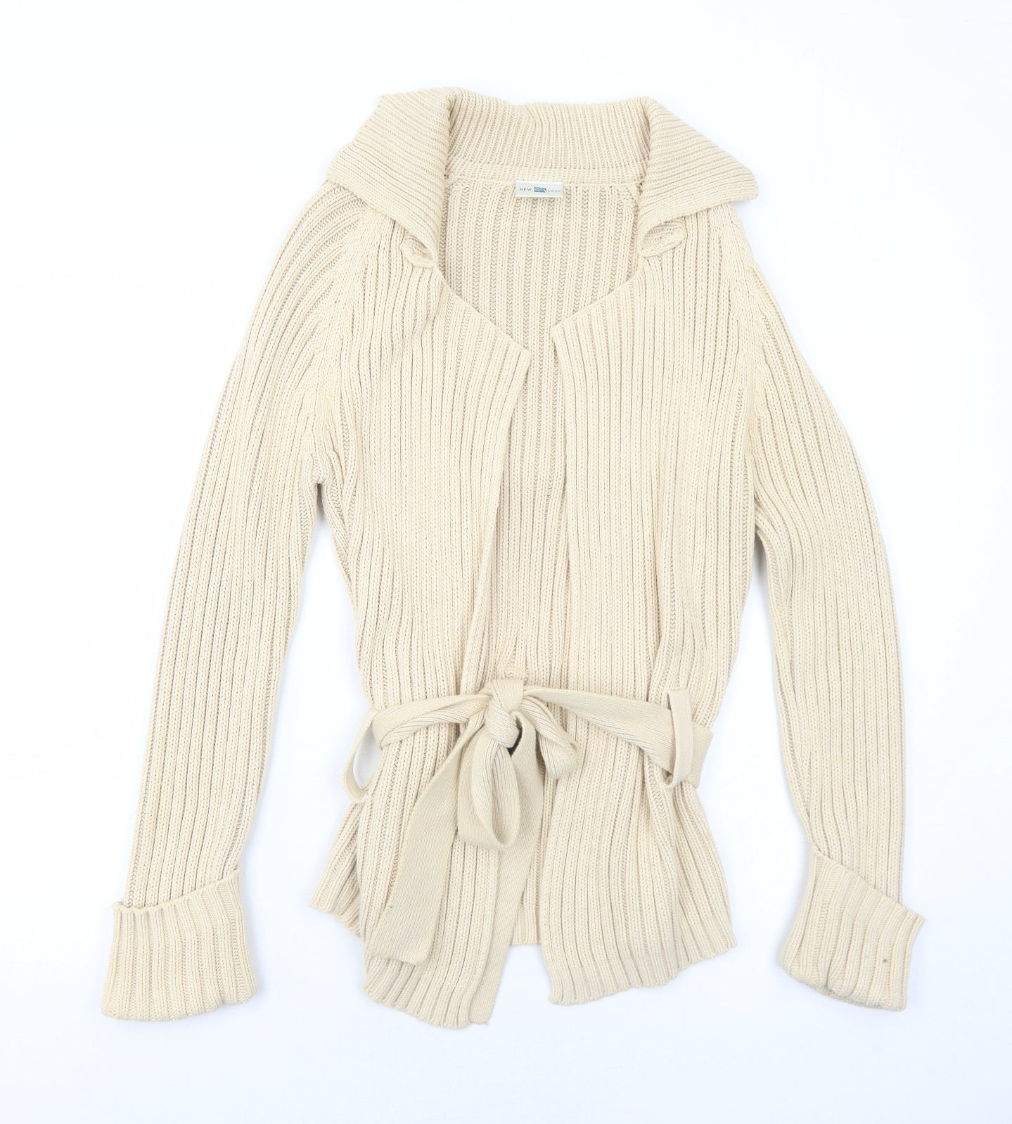 New Look Womens Beige Collared Cotton Pullover Jumper Size 14