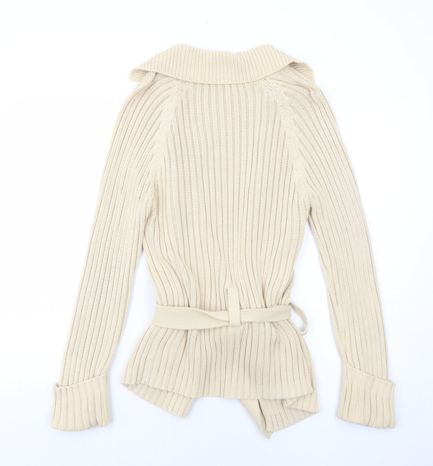 New Look Womens Beige Collared Cotton Pullover Jumper Size 14
