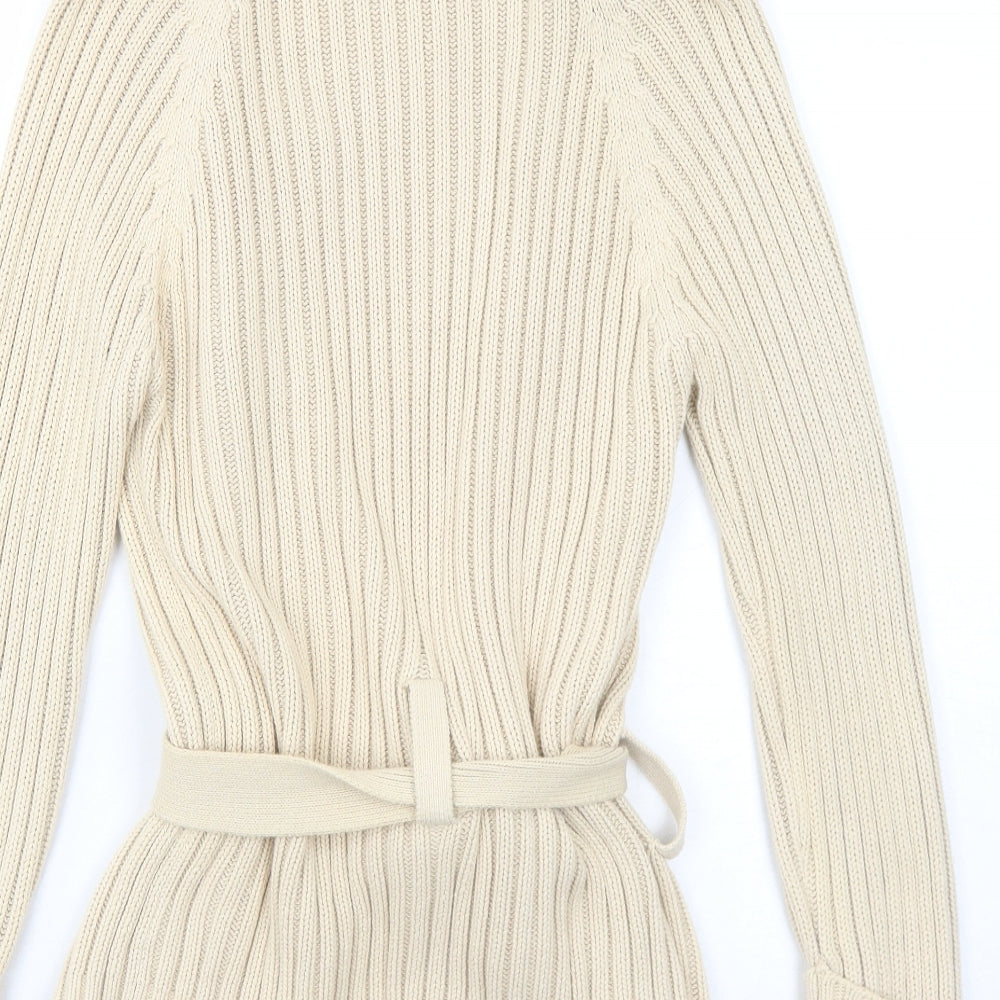 New Look Womens Beige Collared Cotton Pullover Jumper Size 14