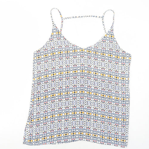 H&M Womens Blue Geometric Polyester Camisole Tank Size 12 V-Neck