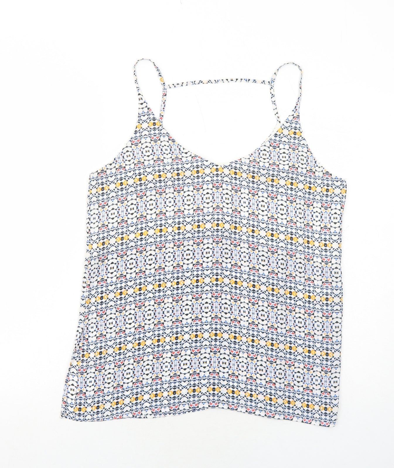 H&M Womens Blue Geometric Polyester Camisole Tank Size 12 V-Neck