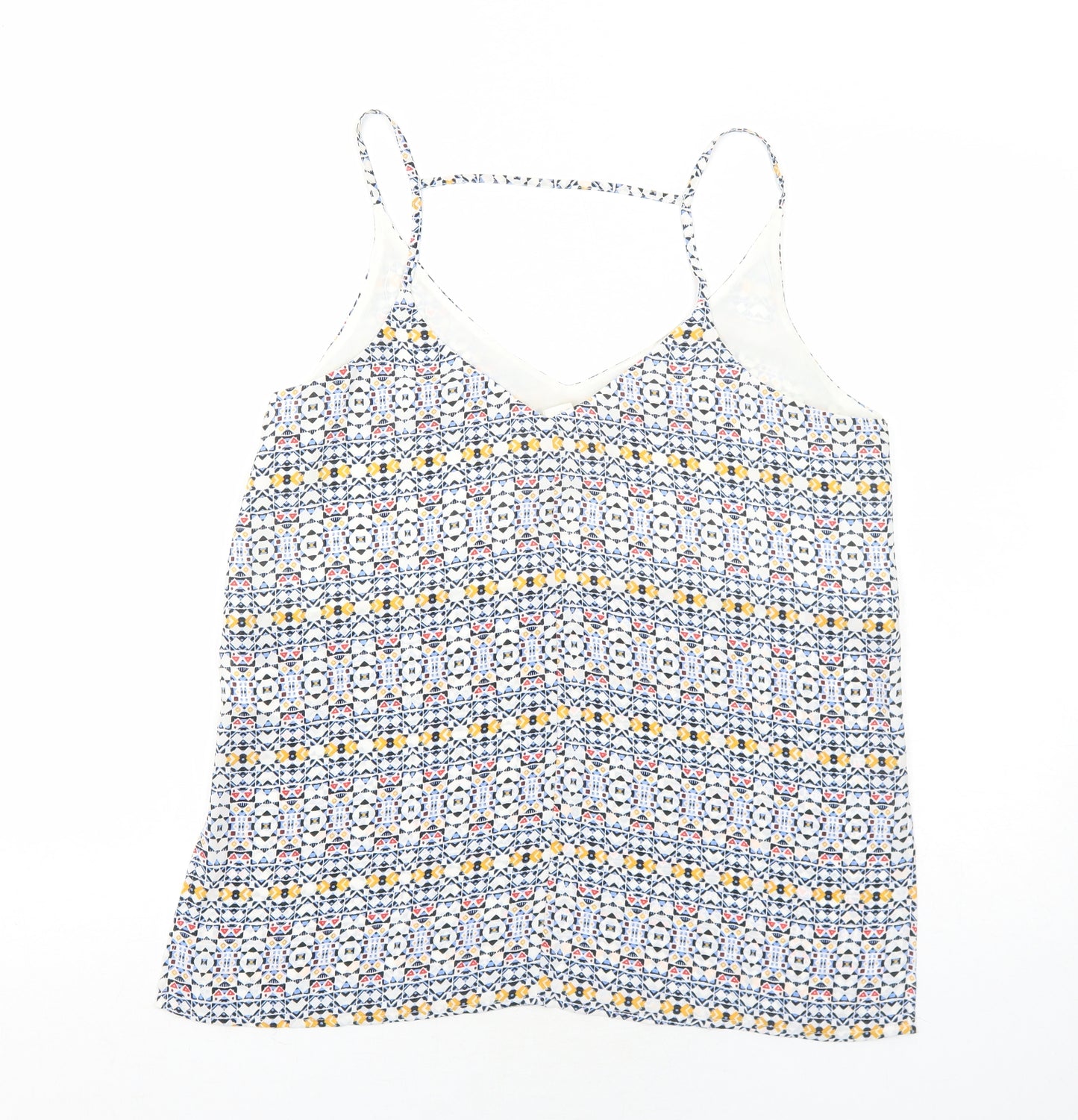H&M Womens Blue Geometric Polyester Camisole Tank Size 12 V-Neck