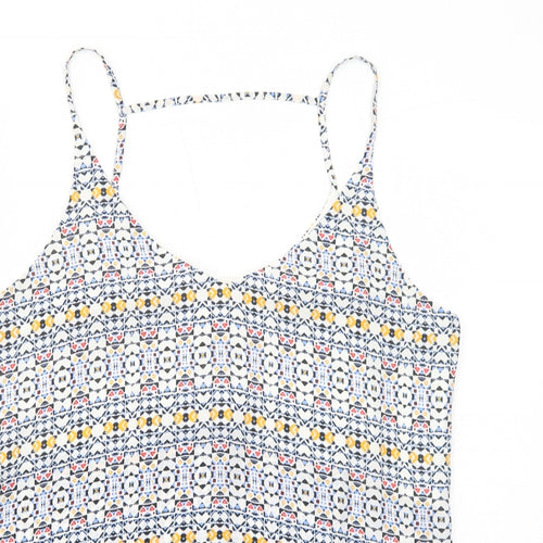 H&M Womens Blue Geometric Polyester Camisole Tank Size 12 V-Neck