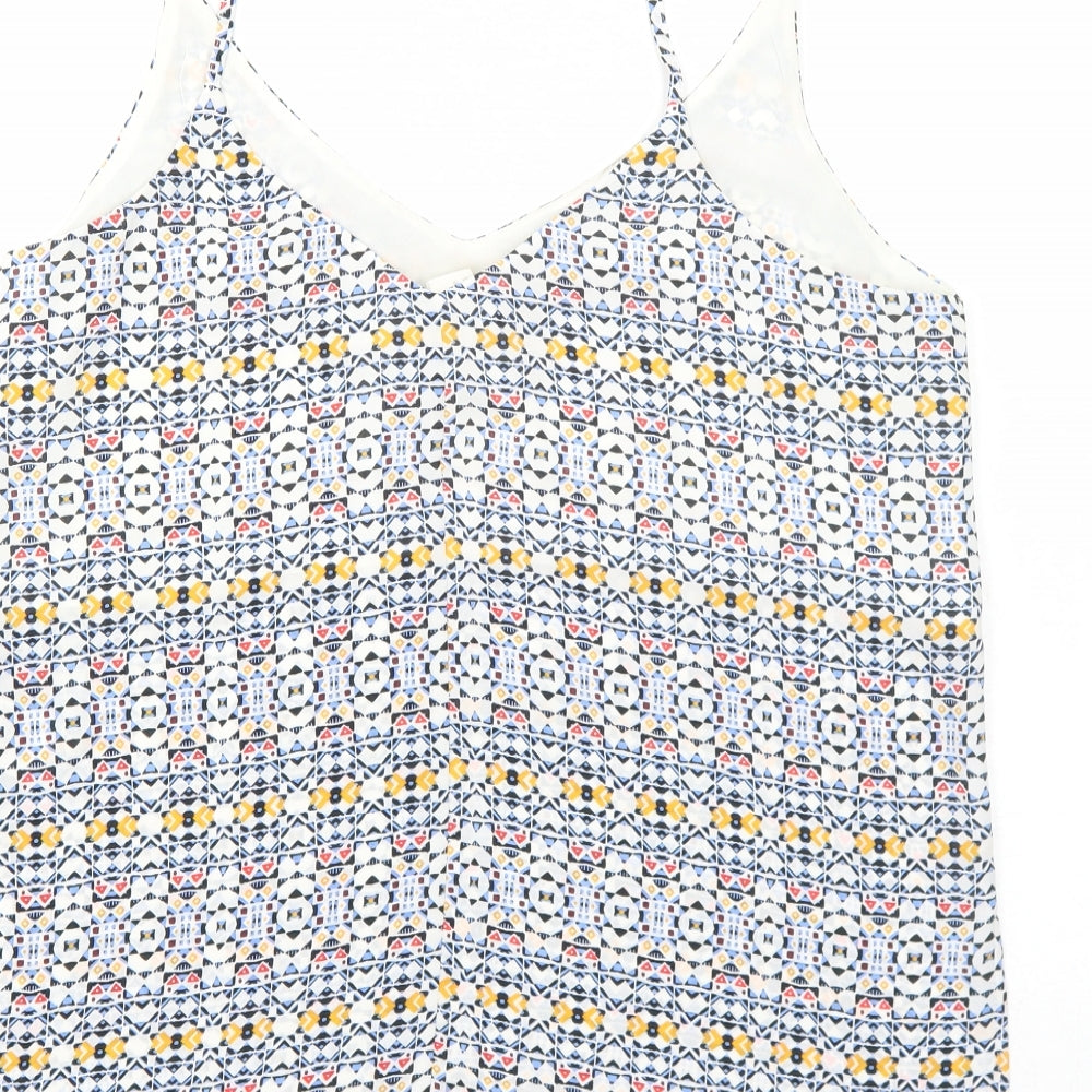 H&M Womens Blue Geometric Polyester Camisole Tank Size 12 V-Neck