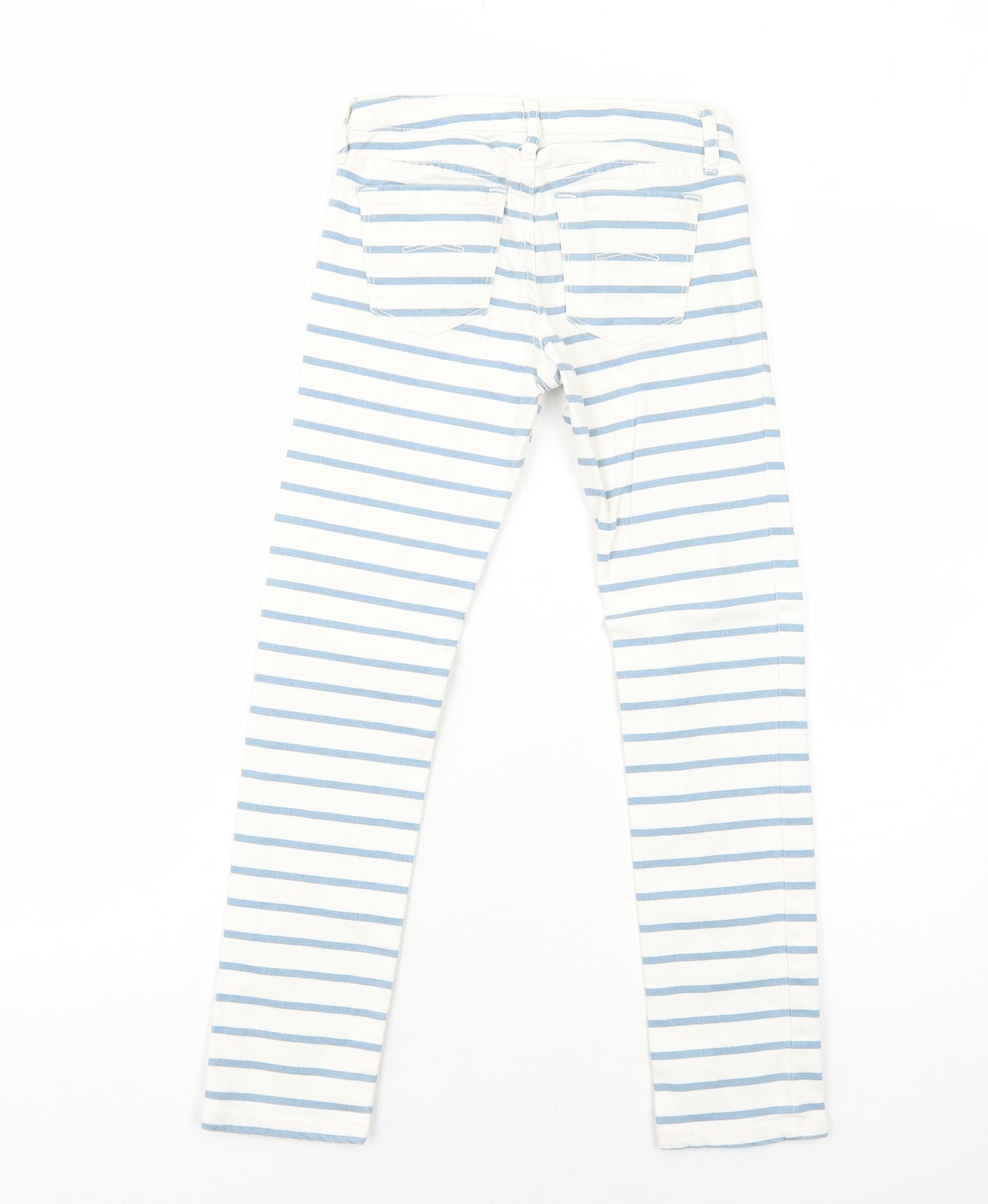 Gap Girls White Striped Cotton Skinny Jeans Size 8-9 Years Regular Zip