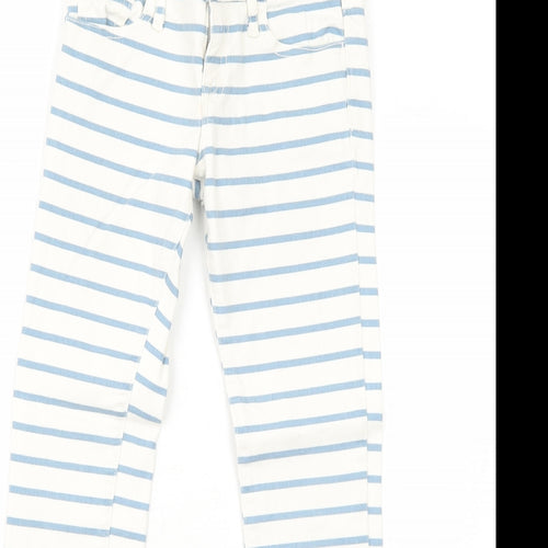 Gap Girls White Striped Cotton Skinny Jeans Size 8-9 Years Regular Zip