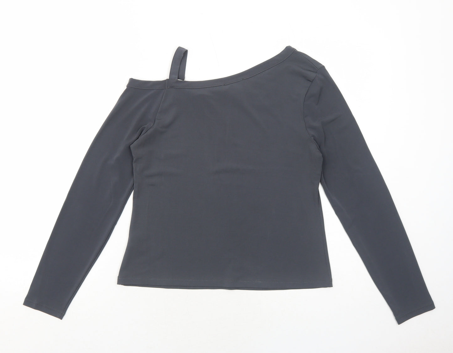 New Look Womens Grey Polyester Basic T-Shirt Size 12 Square Neck