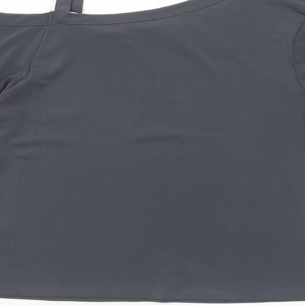 New Look Womens Grey Polyester Basic T-Shirt Size 12 Square Neck