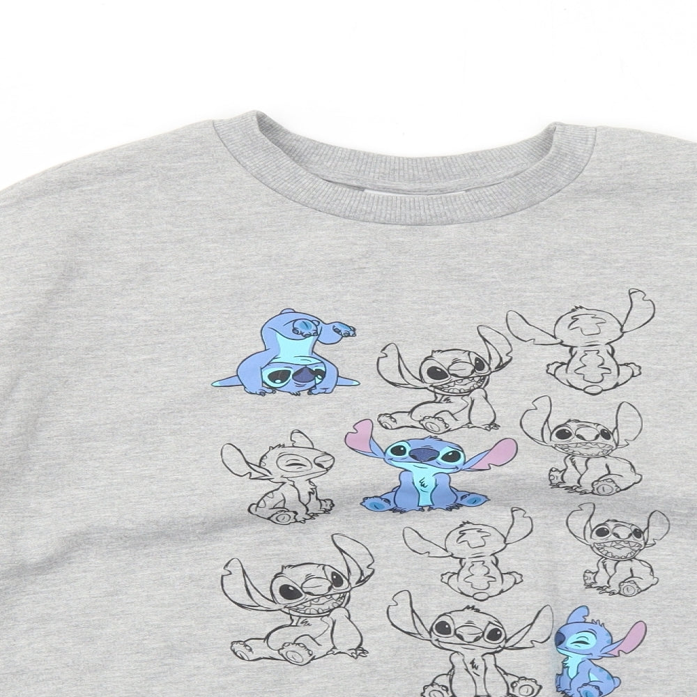 Disney Womens Grey Cotton Pullover Sweatshirt Size S Pullover - Disney Stich