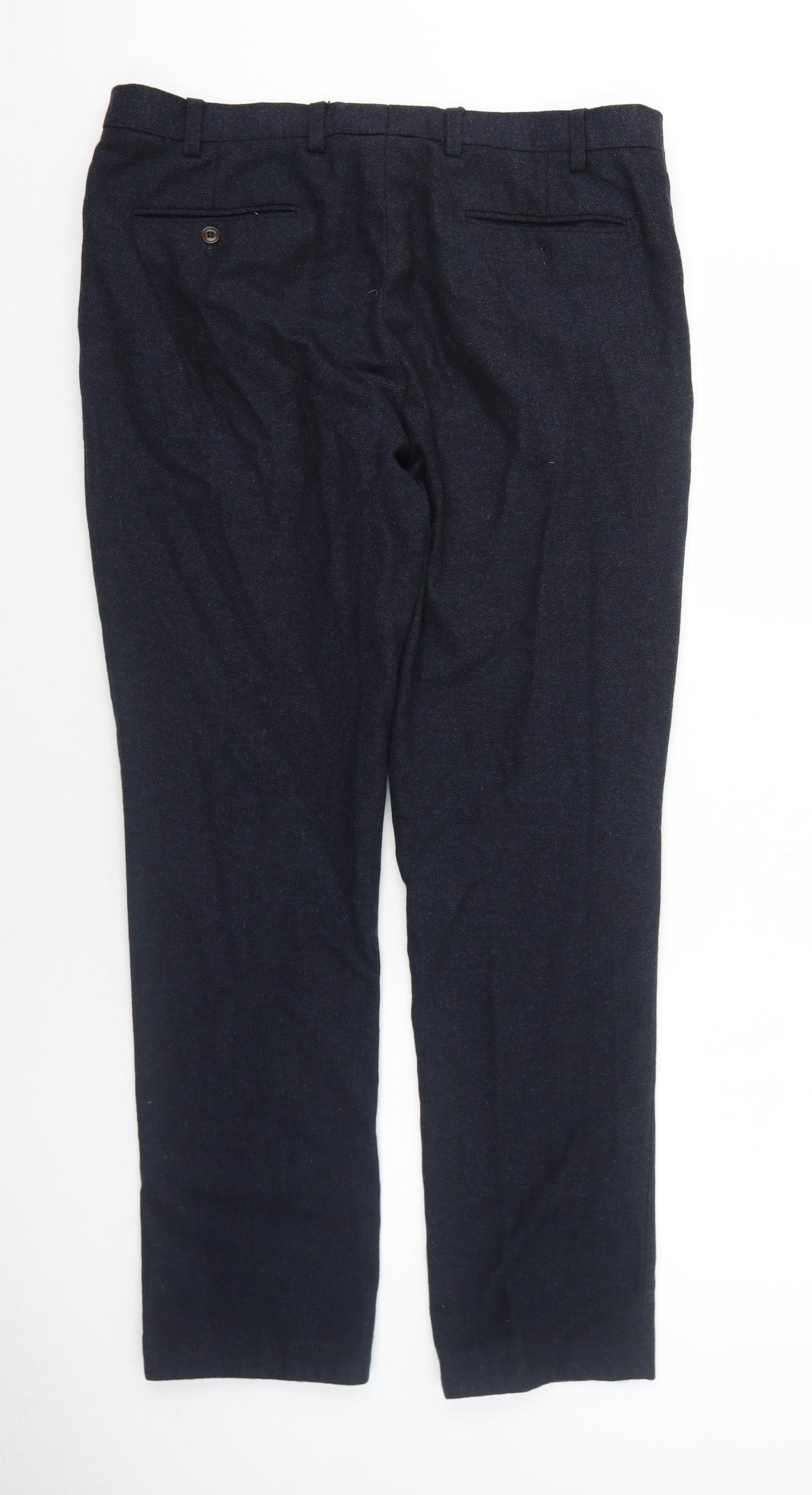 NEXT Mens Blue Wool Chino Trousers Size 36 in Regular Zip