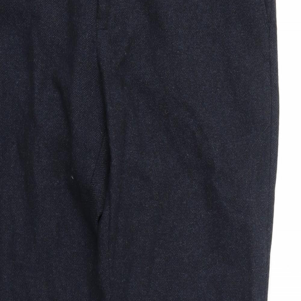 NEXT Mens Blue Wool Chino Trousers Size 36 in Regular Zip