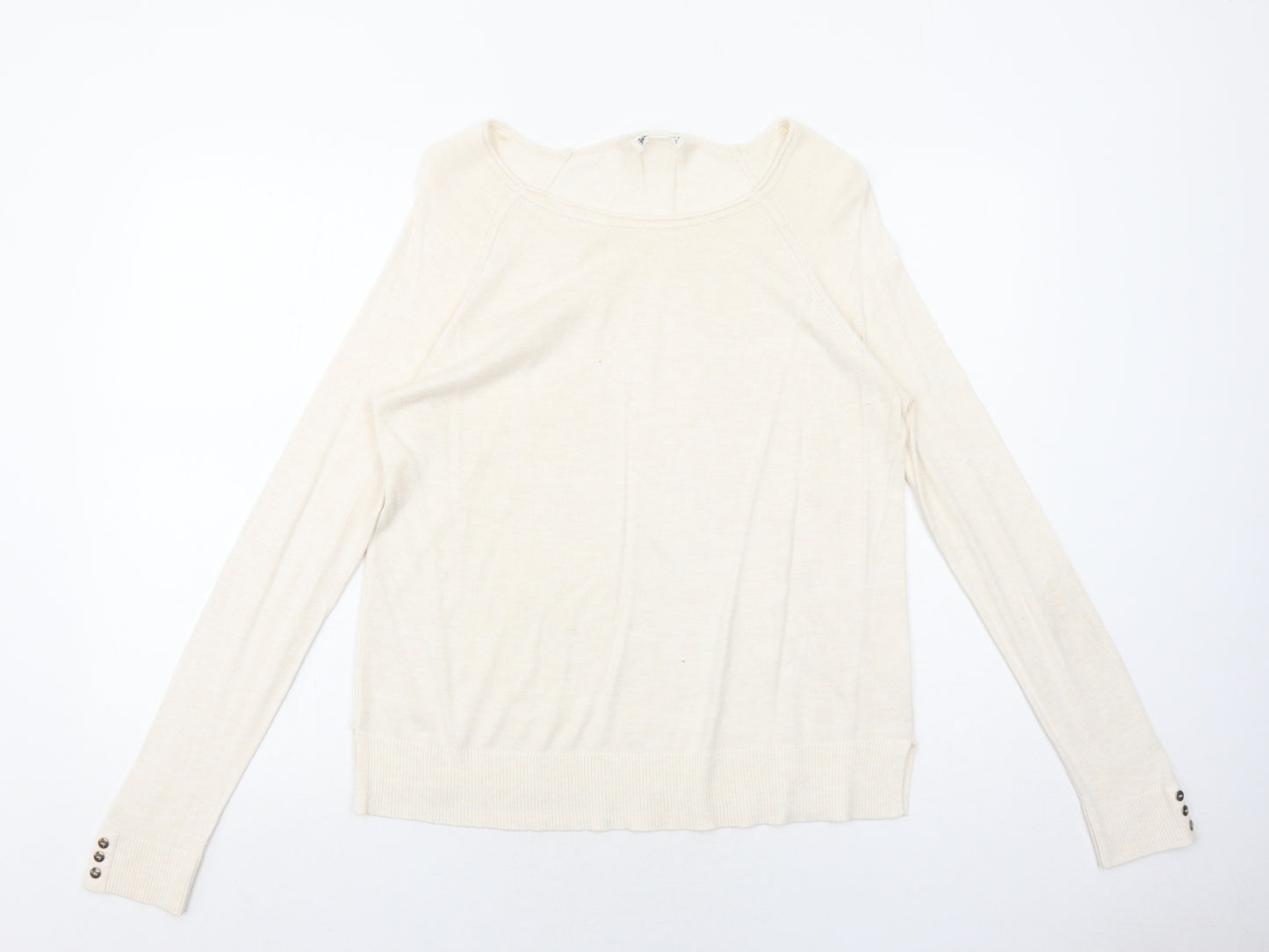 Stradivarius Womens Ivory Round Neck Acrylic Pullover Jumper Size S