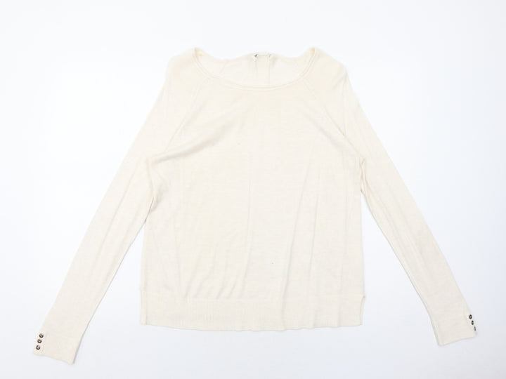 Stradivarius Womens Ivory Round Neck Acrylic Pullover Jumper Size S