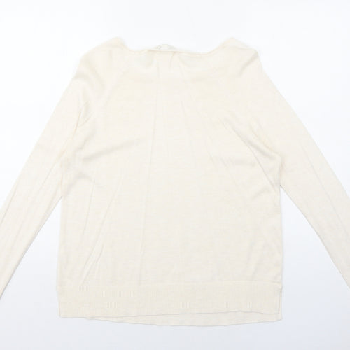 Stradivarius Womens Ivory Round Neck Acrylic Pullover Jumper Size S