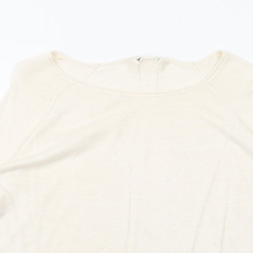 Stradivarius Womens Ivory Round Neck Acrylic Pullover Jumper Size S