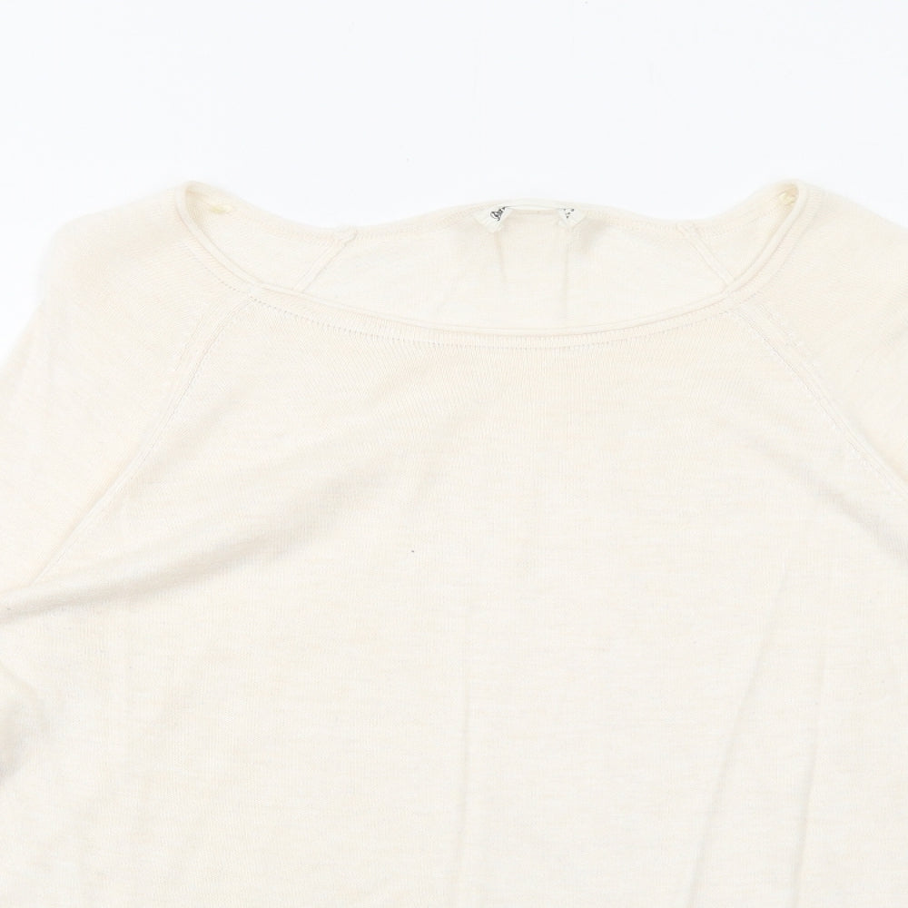 Stradivarius Womens Ivory Round Neck Acrylic Pullover Jumper Size S