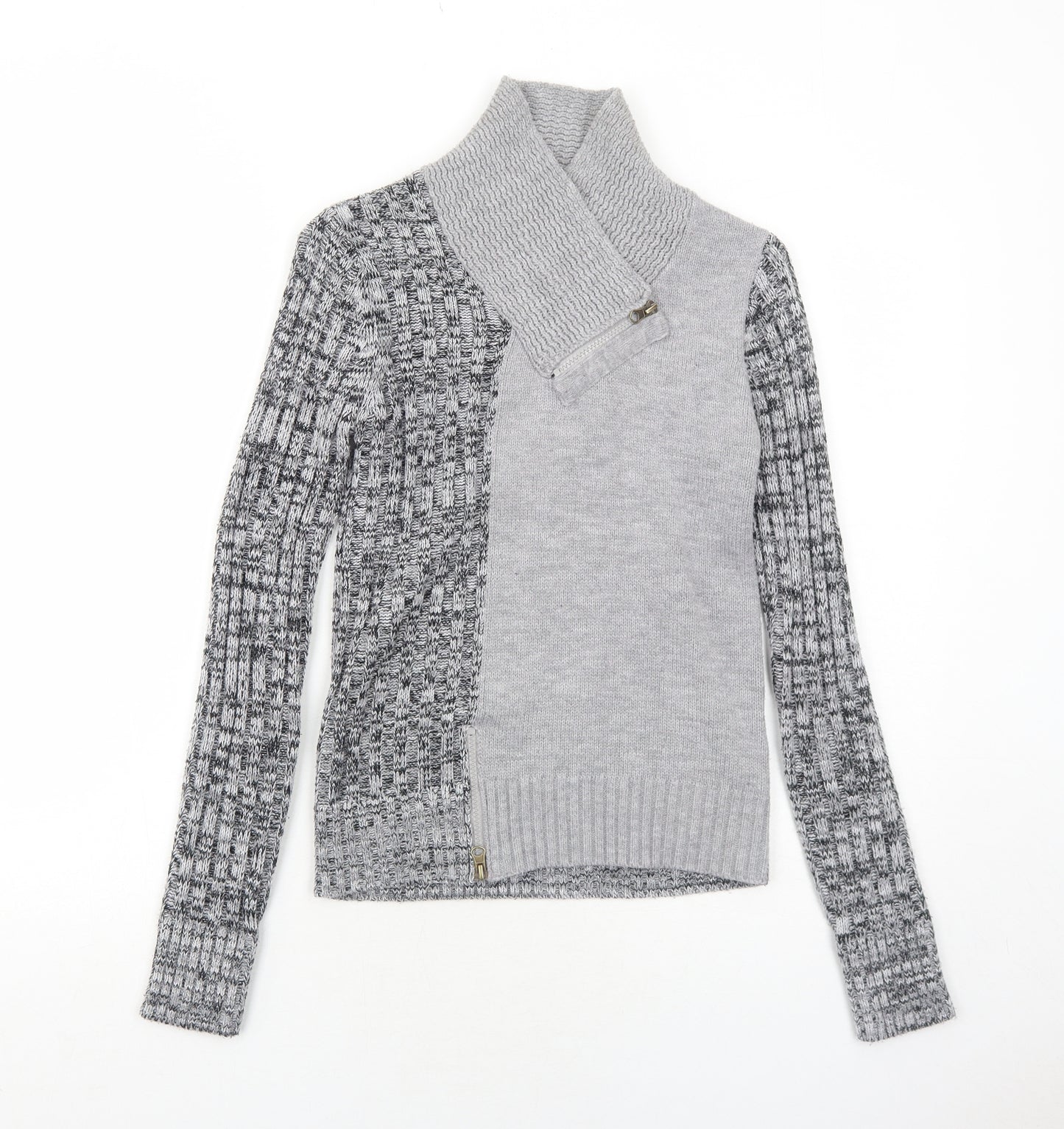 Rainbow Womens Grey High Neck Acrylic Pullover Jumper Size 8