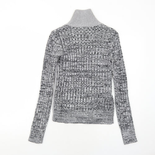 Rainbow Womens Grey High Neck Acrylic Pullover Jumper Size 8