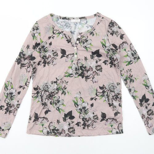 Cheer Womens Pink Geometric Polyester Basic Blouse Size 6 V-Neck