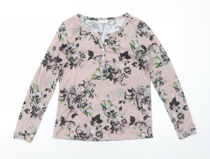 Cheer Womens Pink Geometric Polyester Basic Blouse Size 6 V-Neck