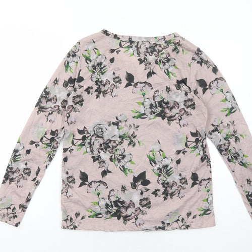 Cheer Womens Pink Geometric Polyester Basic Blouse Size 6 V-Neck